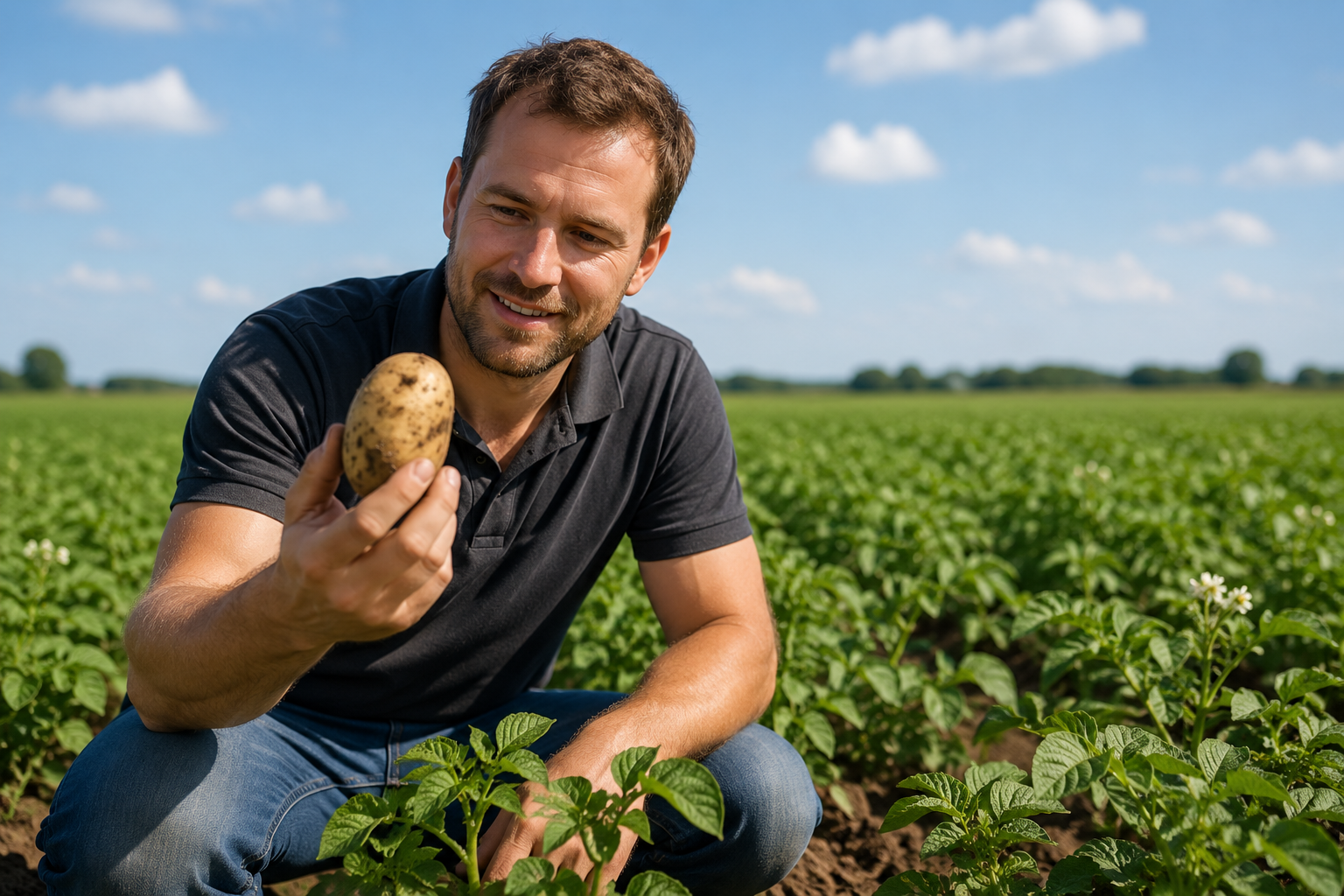 landjuweel man met aardappel